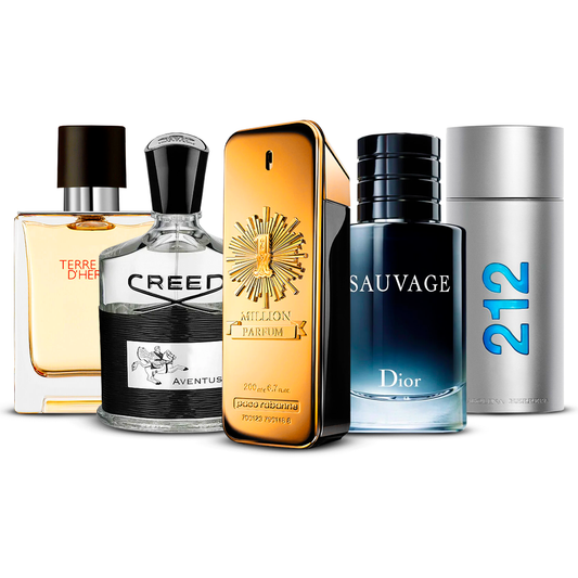 Set de 5 Perfumes – Terre d'Hermès, Creed Aventus, 1 Million, Sauvage i 212 Men [100 ml cada uno]