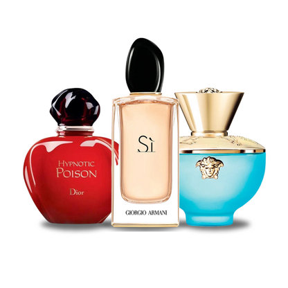 Set de 3 Perfumes | Dior HYPNOTIC POISON, Giorgio Armani SÌ, Versace DYLAN TURQUOISE 100 ml