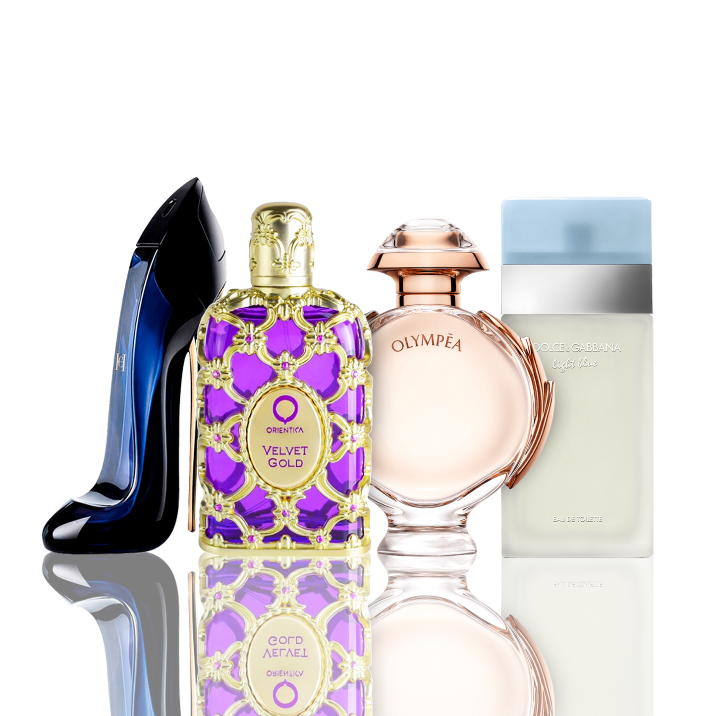 Set de 4 Perfumes | Light Blue + Orientica Velvet Gold + Good Girl + Olympea 100 ml